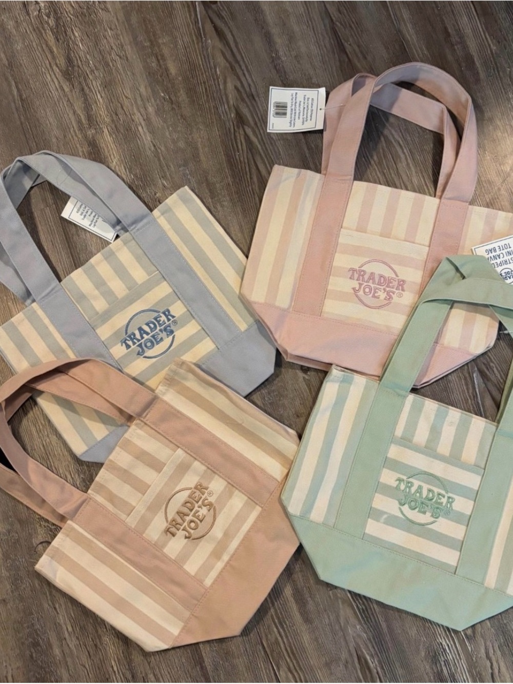 Pastel Stripe Canvas Tote Bag - Pink